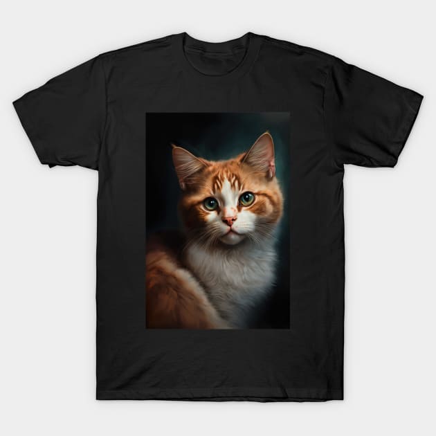 orange and white Cat portrait T-Shirt by KoolArtDistrict